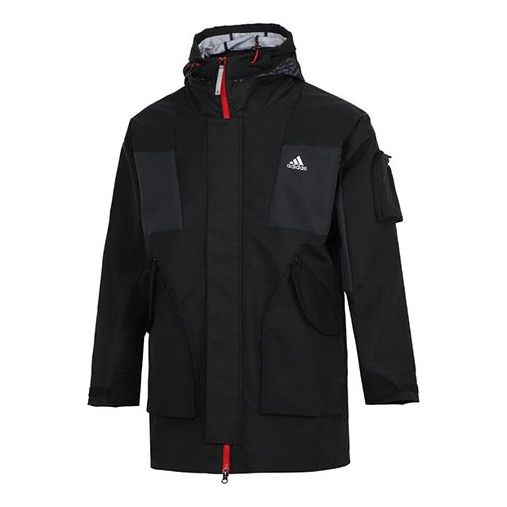 Parkas adidas Originals Multiple Pockets Sports Fleece Lined Hooded Jacket Svart | HC0275