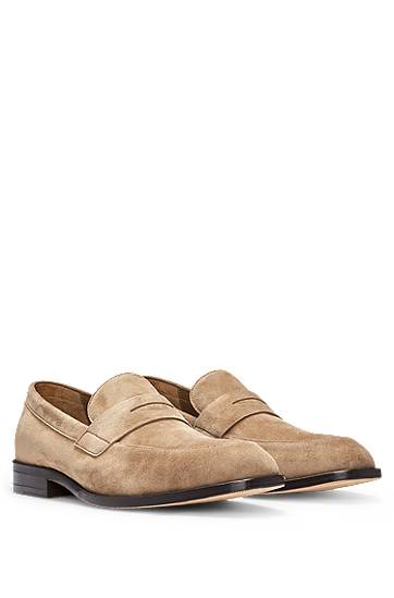 Sneakers och skor BOSS Suede Penny Loafers Beige | 50541729