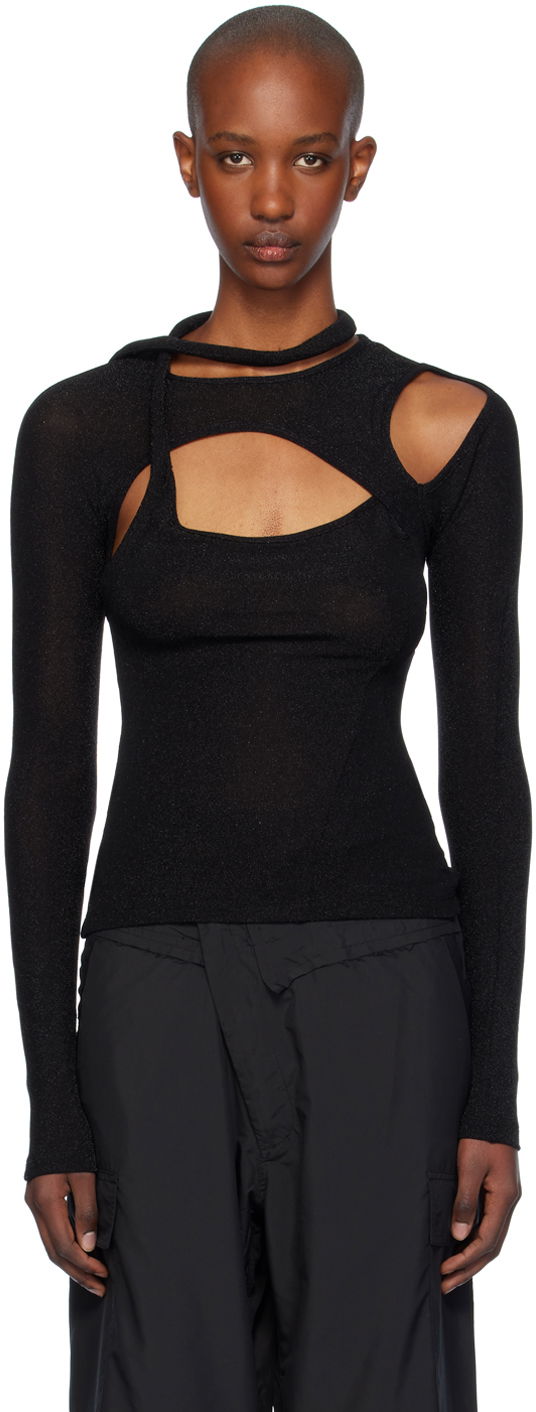 T-shirt Ottolinger Ottolinger Layered Cutout T-Shirt Svart | 1040103921