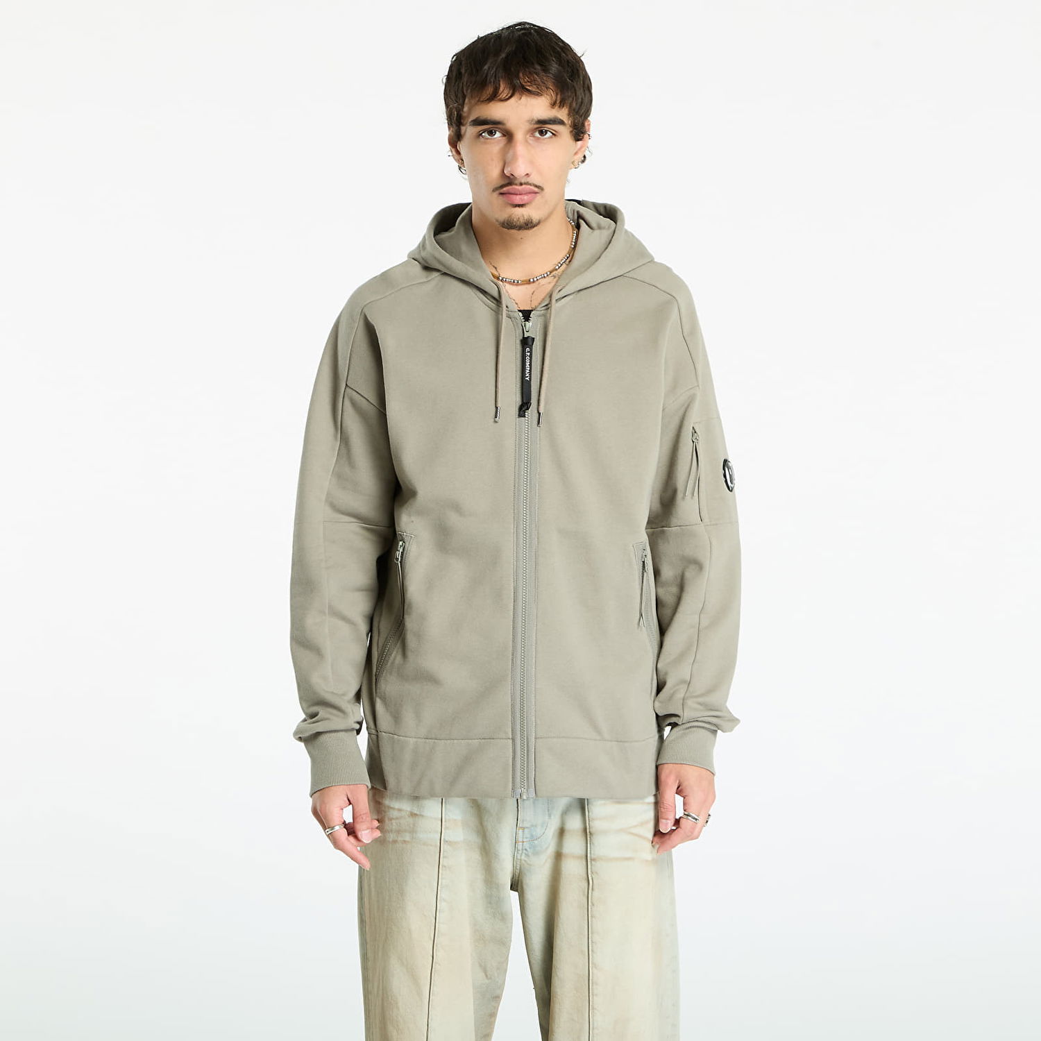 Sweatshirt C.P. Company C.P. Company Diagonal Raised Fleece Full Zip Hoodie Grå | 19CMSS716A005086W-356, 0