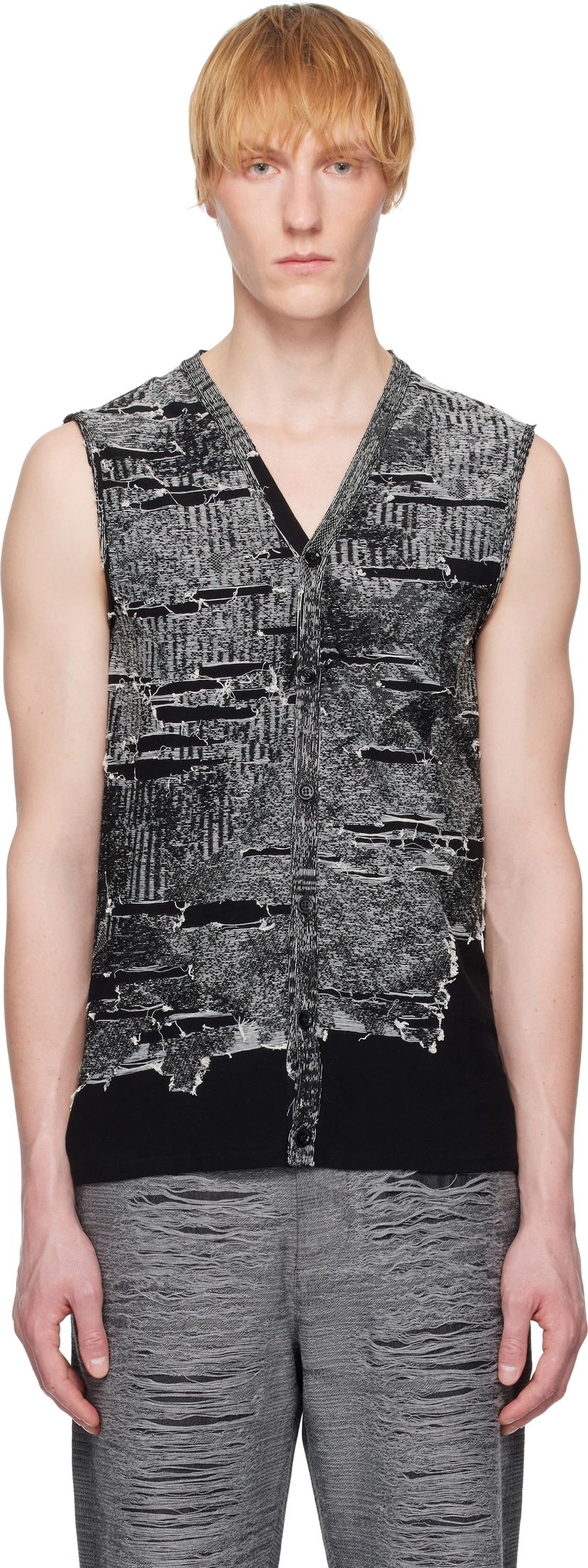Sweater Diesel Diesel K-Callisto Distressed Knit Vest Svart | A19222-0AFBV-900