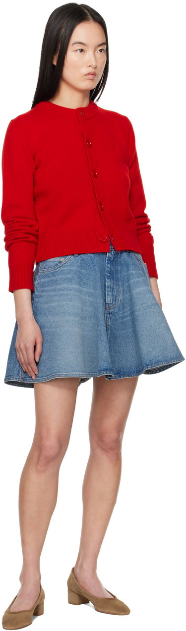 Sweater AMI AMI Paris Ami de Coeur Crewneck Wool Cardigan Röd | FKC171.KN0071, 3