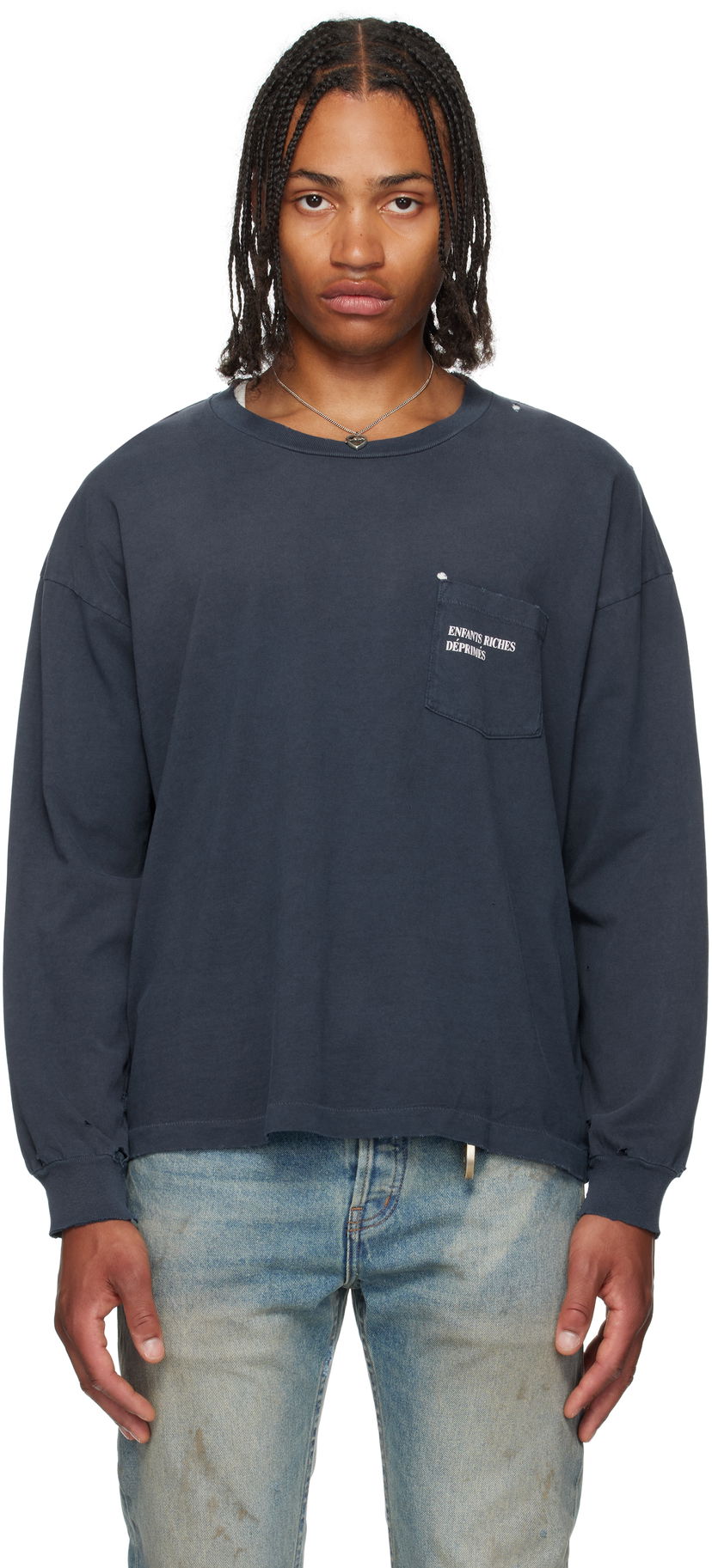 T-shirt Enfants Riches Déprimés Enfants Riches Déprimés Classic Logo Long Sleeve T-Shirt Mörkblå | 010-860