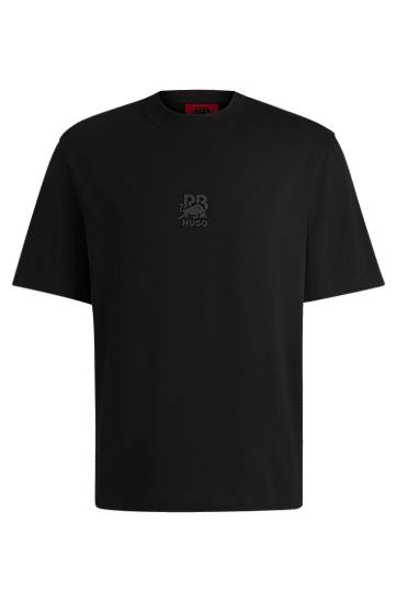 T-shirt BOSS HUGO x RB Cotton-Jersey T-Shirt with Stealth Logo Svart | 50542766, 0