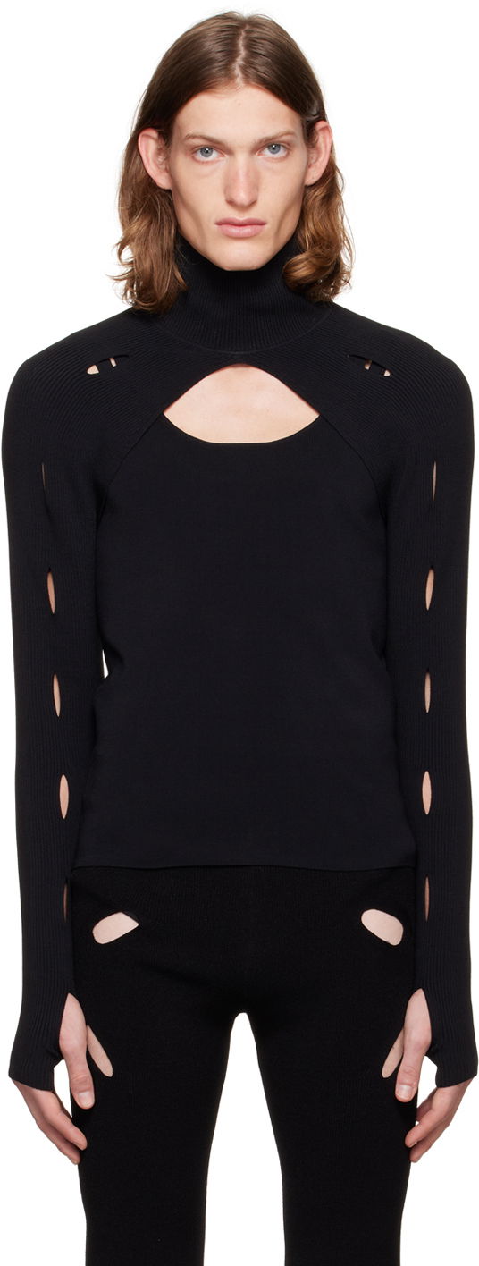 Sweater Dion Lee Slash Woven Turtleneck Top Svart | C7006F21