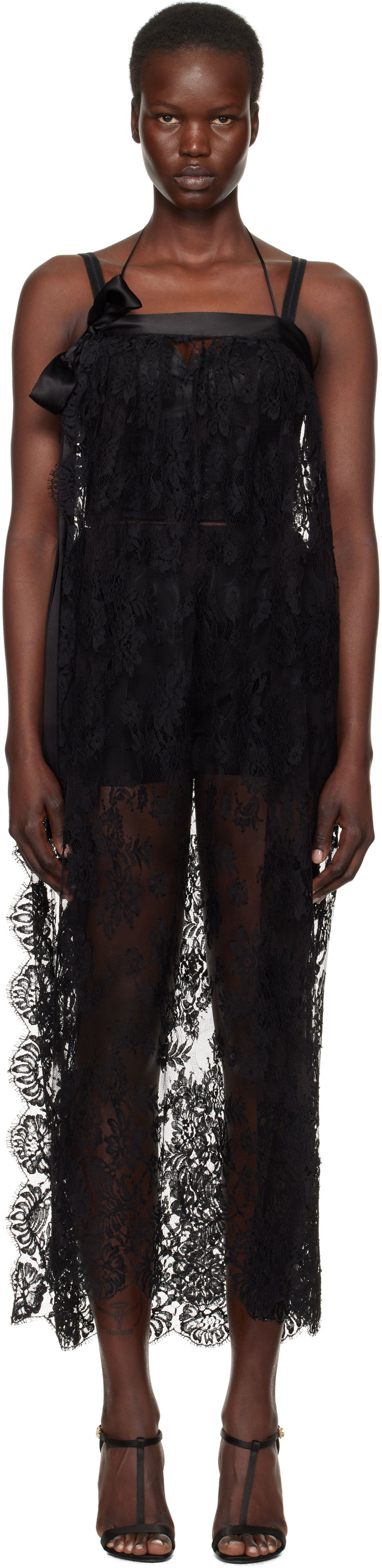 Klä Dolce & Gabbana Dolce&Gabbana Chantilly Lace Midi Dress Svart | F6JRQT ILMA8