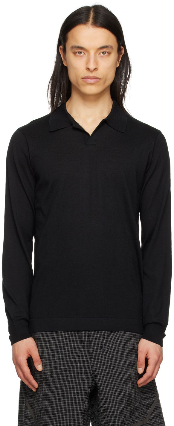 Polotröja NORSE PROJECTS Norse Projects ARKTISK Single-Button Polo Svart | N45-0539