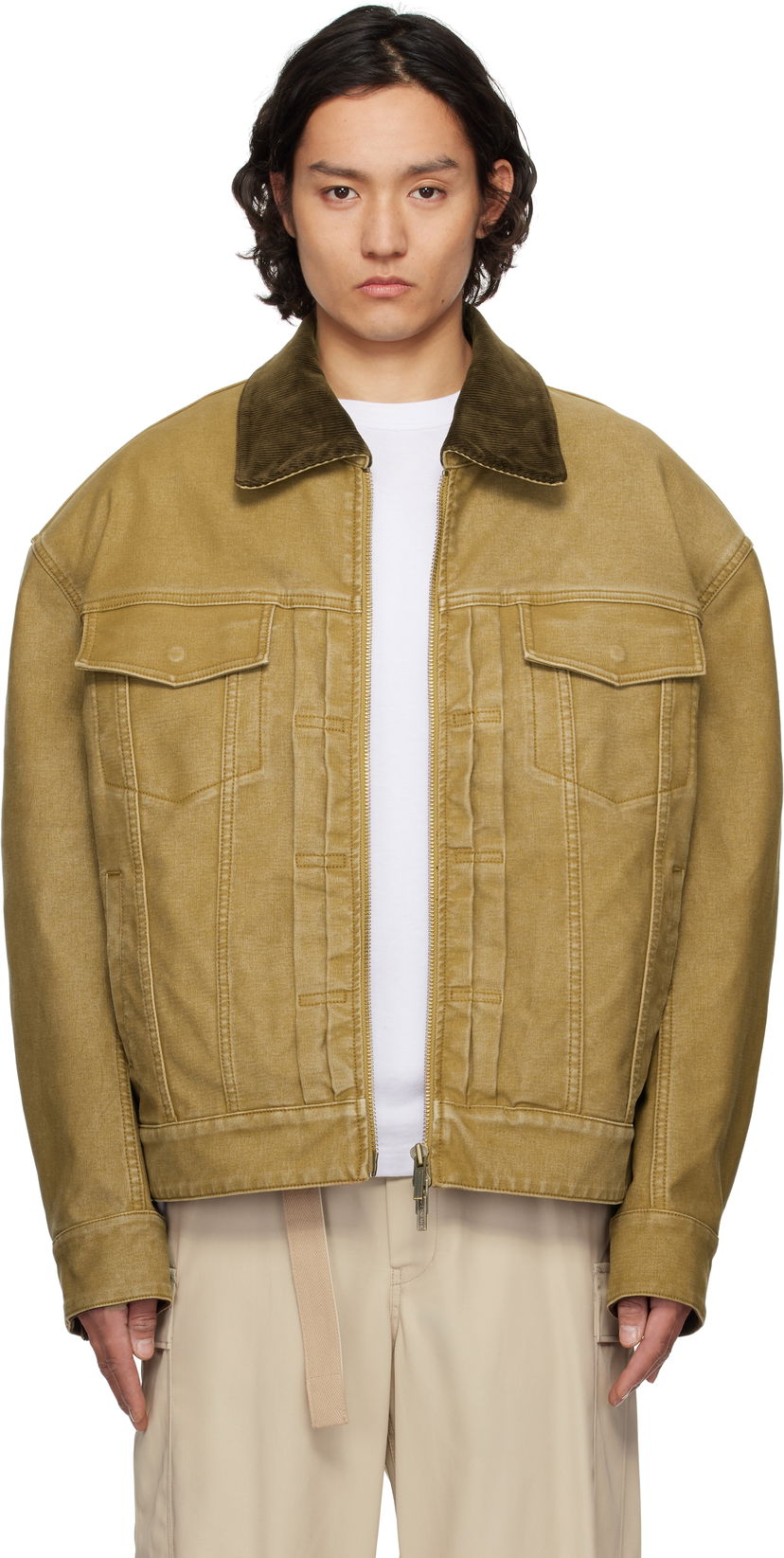 Jacka Feng Chen Wang Feng Chen Wang Washed Canvas Workwear Jacket Gul | FUS19JK11