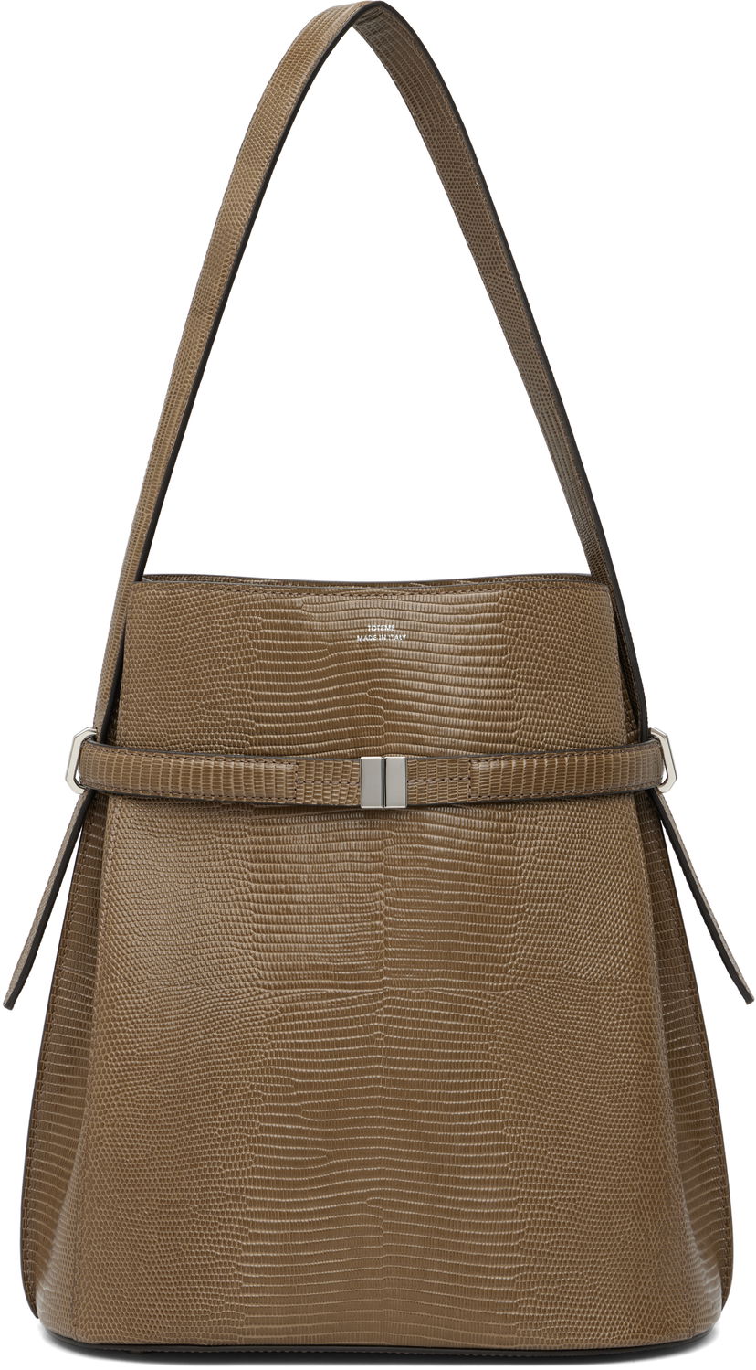 Handväska TOTEME TOTEME Belted Lizard-Embossed Bucket Bag Brun | 251-WAL0048-LE0102