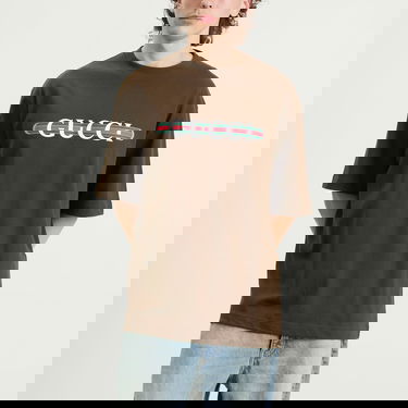 T-shirt Gucci Men's Interlocking Logo Heavy Cotton T-Shirt Size Large Brun | 798115-XJHDG-2240, 2