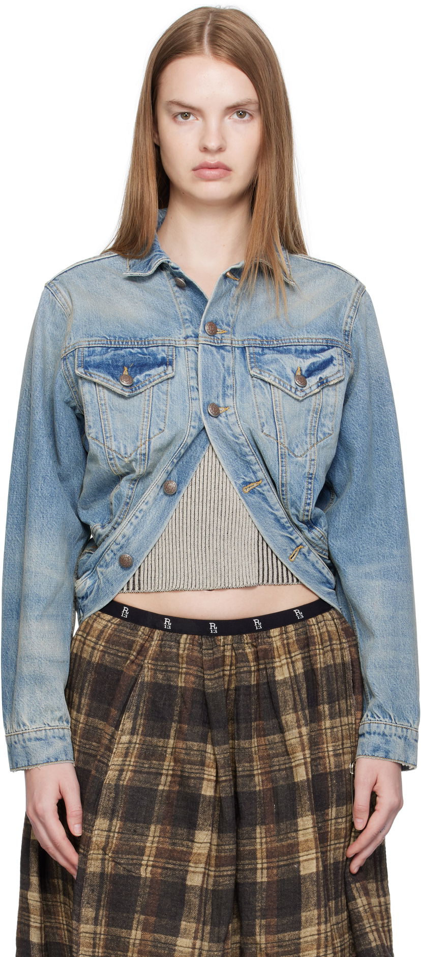 Jacka R13 R13 Wrap Around Trucker Jacket Blå | R13WD182-D343A