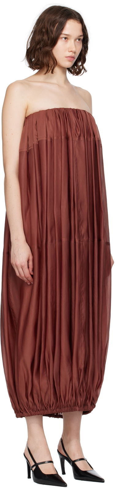 Klä FERRAGAMO Ferragamo Voluminous Bustier Maxi Dress Brun | 782875, 1