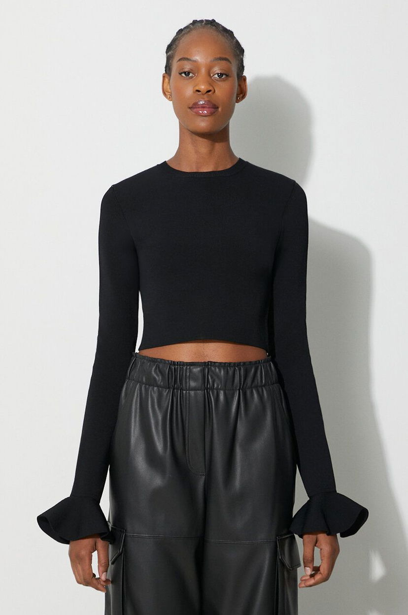 Crop top JW Anderson Long Sleeve Crop Top Svart | KW0949.YN0219