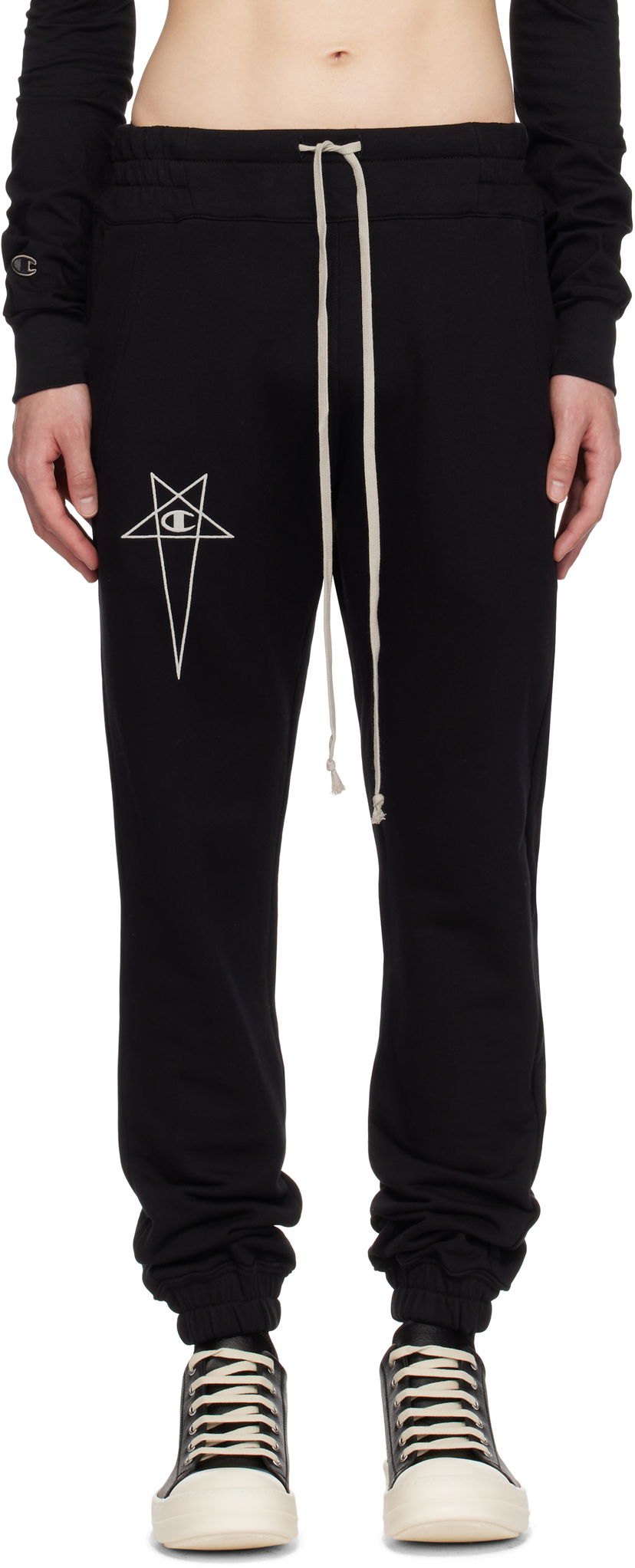 Träningsbyxor Rick Owens Rick Owens Champion Edition Joggers Svart | CM01E1685 CHFE FELPA