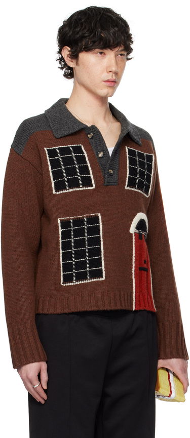 Sweater JW Anderson JW Anderson House Intarsia Polo Sweater Flerfärgad | KW1347-YN0413, 4
