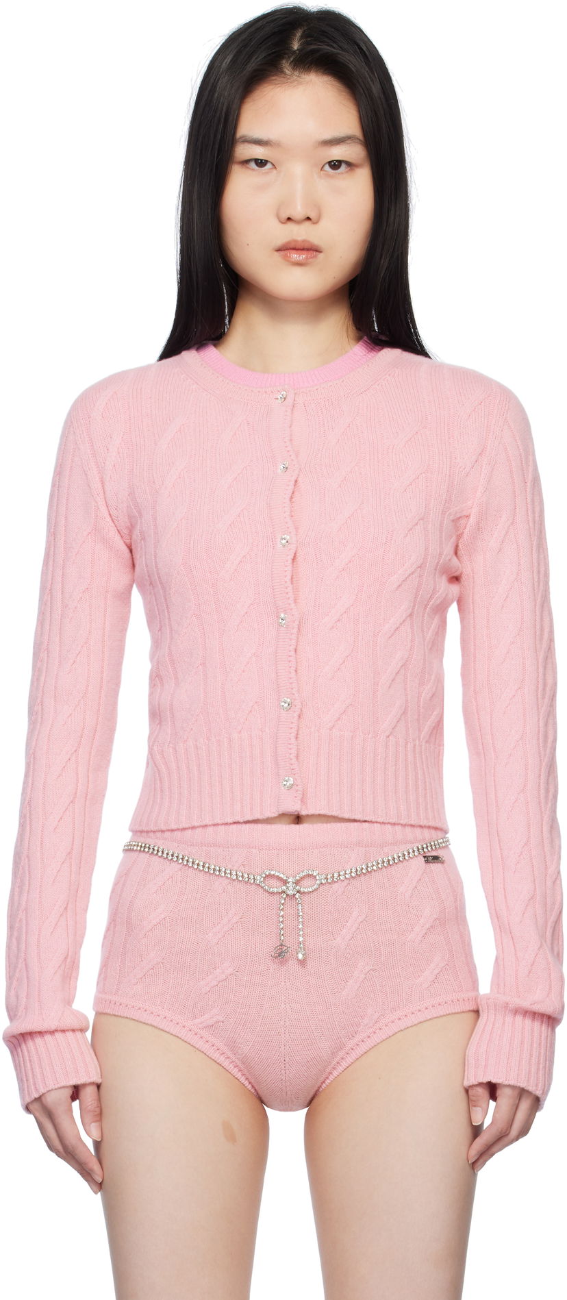 Sweater Blumarine Blumarine Wool & Cashmere Knit Cardigan Rosa | P522M570A