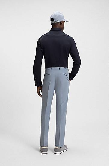 Byxor BOSS Regular Fit Water-Repellent Stretch Trousers Blå | 50534305, 1