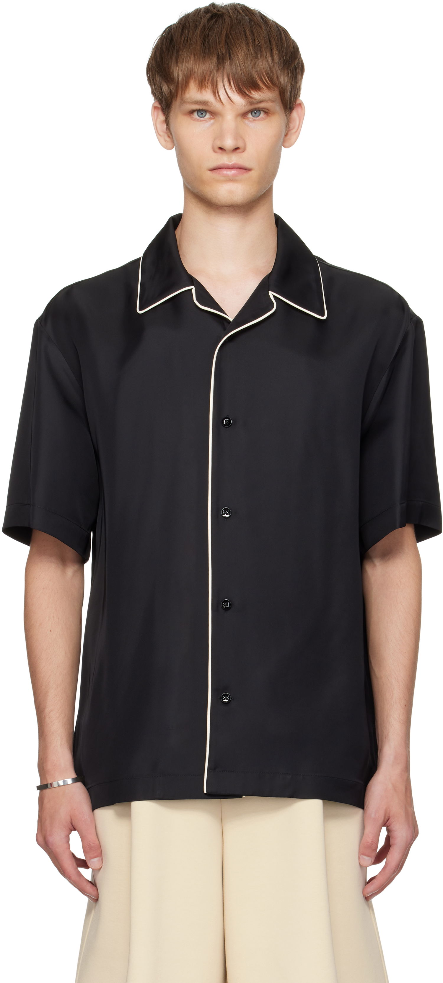 Skjorta Jil Sander Jil Sander Fluid Viscose Camp Collar Shirt Svart | J61DL0062_J65280, 0