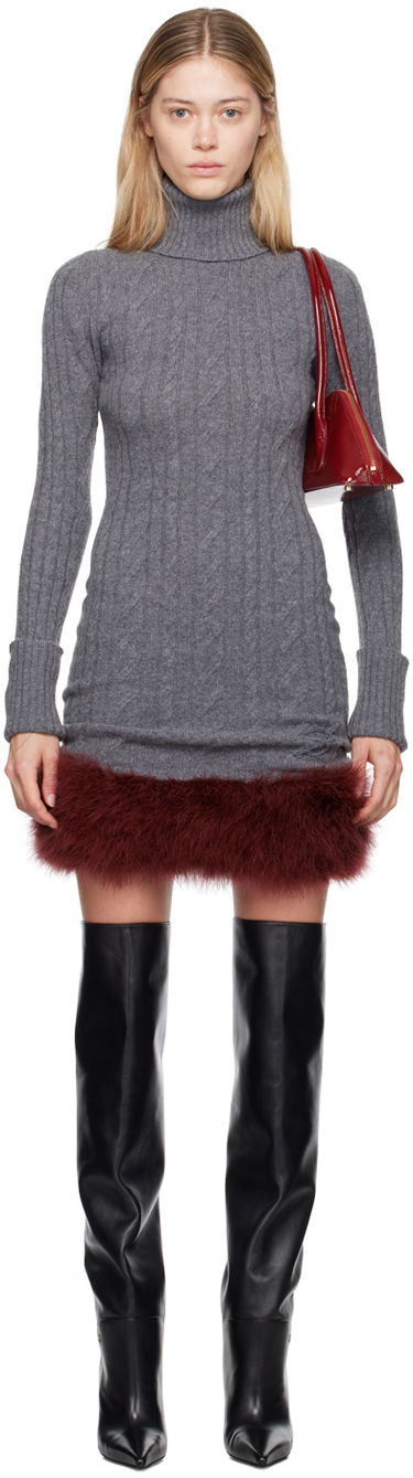 Klä Blumarine Blumarine Turtleneck Dress With Fur Grå | A422A505A, 0