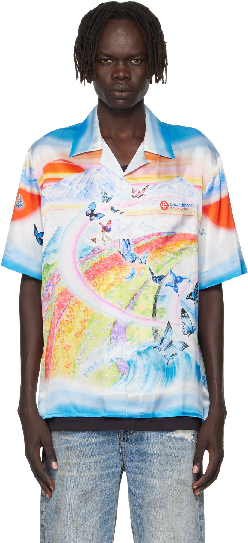 Skjorta Casablanca Casablanca Silk Butterfly Print Shirt Flerfärgad | MPF25-SH-003-02