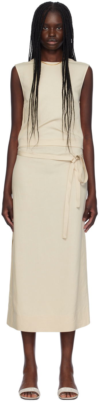 Klä TOTEME TOTEME Fluid Tie-Waist Maxi Dress Beige | 243-WRD0124-FB0193