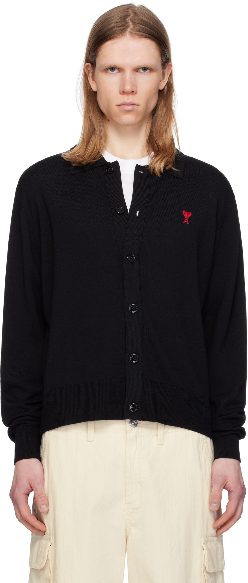 Sweater AMI AMI de Coeur Cardigan Svart | HKC211.KN0025