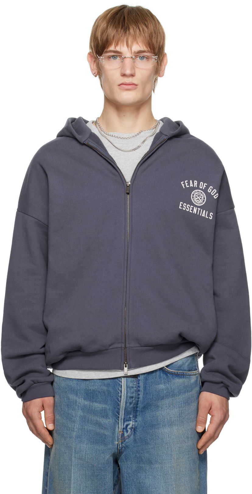 Sweatshirt Fear of God Fear of God ESSENTIALS Heavy Fleece Full Zip-Up Hoodie Grå | 192HO246244F