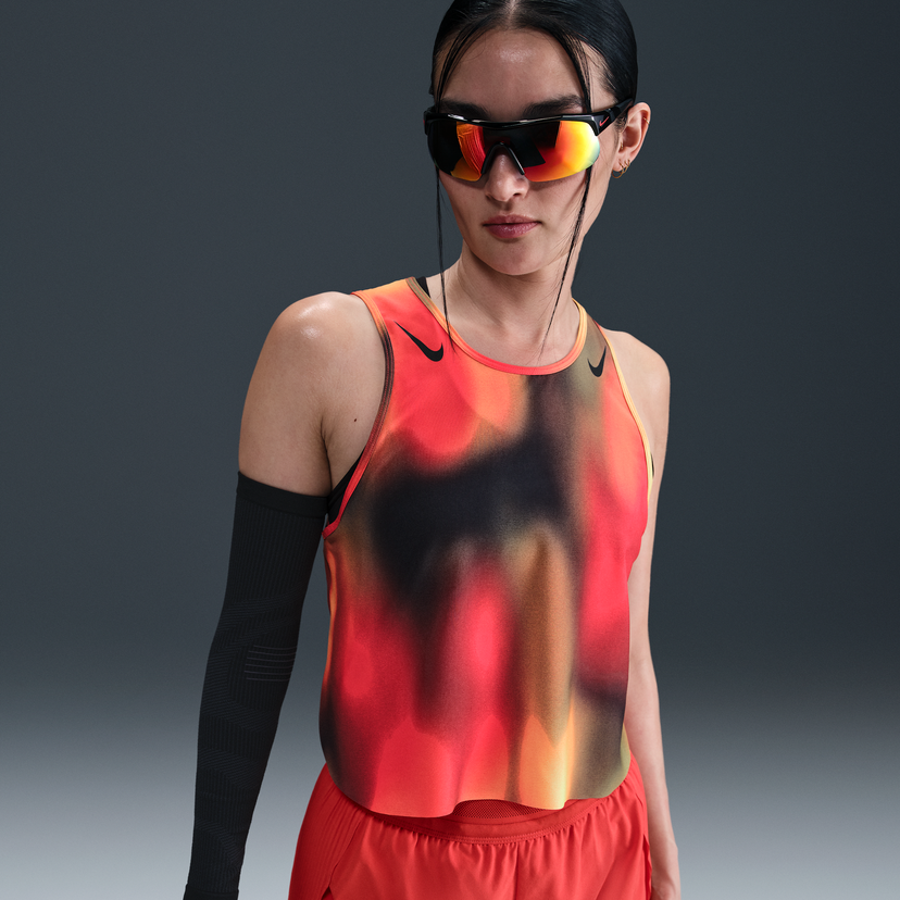 Linne Nike Dri-FIT ADV AeroSwift Printed Running Crop Top Röd | IB1094-736