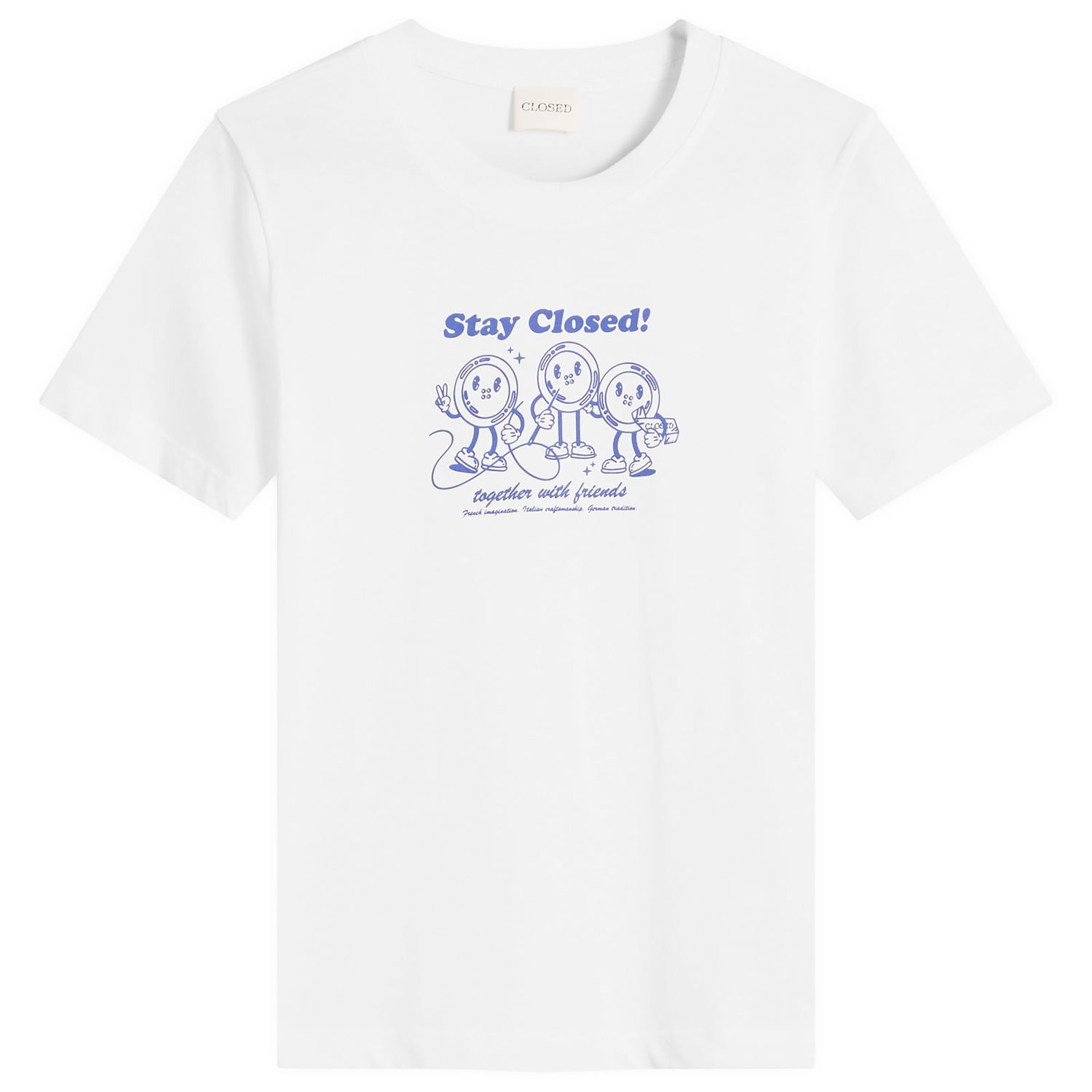 T-shirt CLOSED Stay Button Print T-Shirt, Size Large Vit | C95202-44H-PR-200, 1