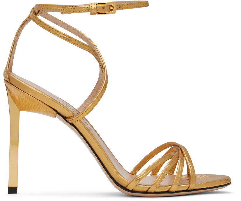 Tillbehör Tom Ford Tom Ford Ida Lizard Print Heeled Sandals Metallisk | W3546-LCL232G
