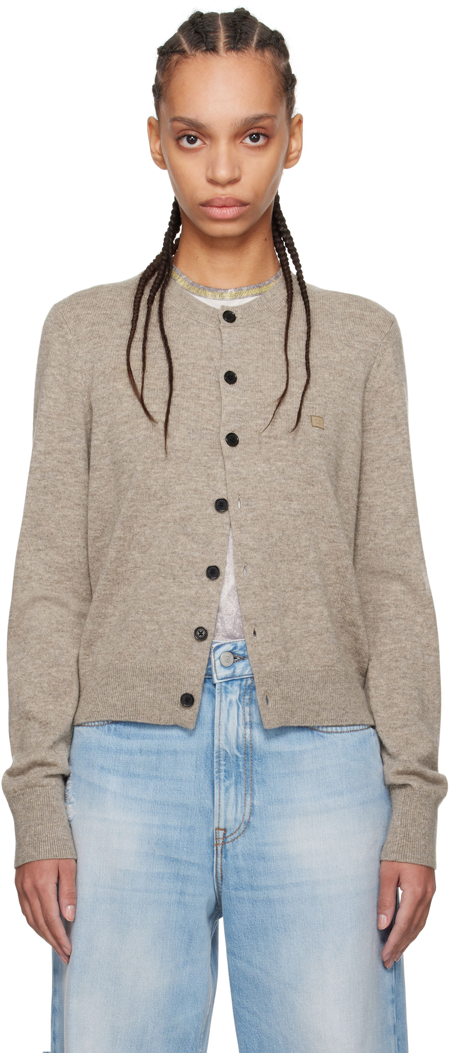 Sweater Acne Studios Acne Studios Yak Wool Cardigan Beige | A60559-, 0