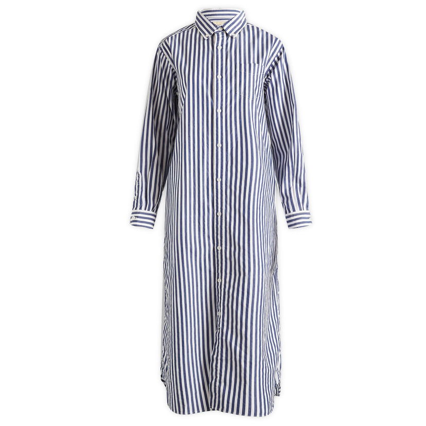 Skjorta BEAMS Beams Boy Stripe Maxi Shirt Dress Blå | 13260115247-79