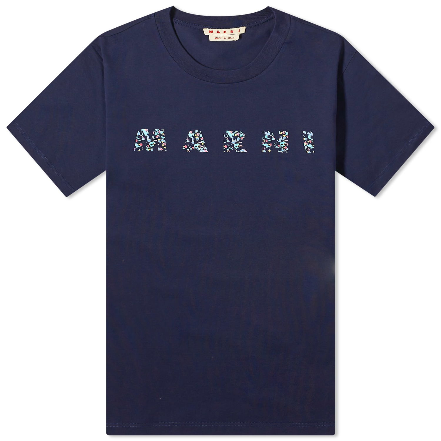 T-shirt Marni Floral Logo T-Shirt Mörkblå | HUMU0198PQ-USCW21-FLB99, 0