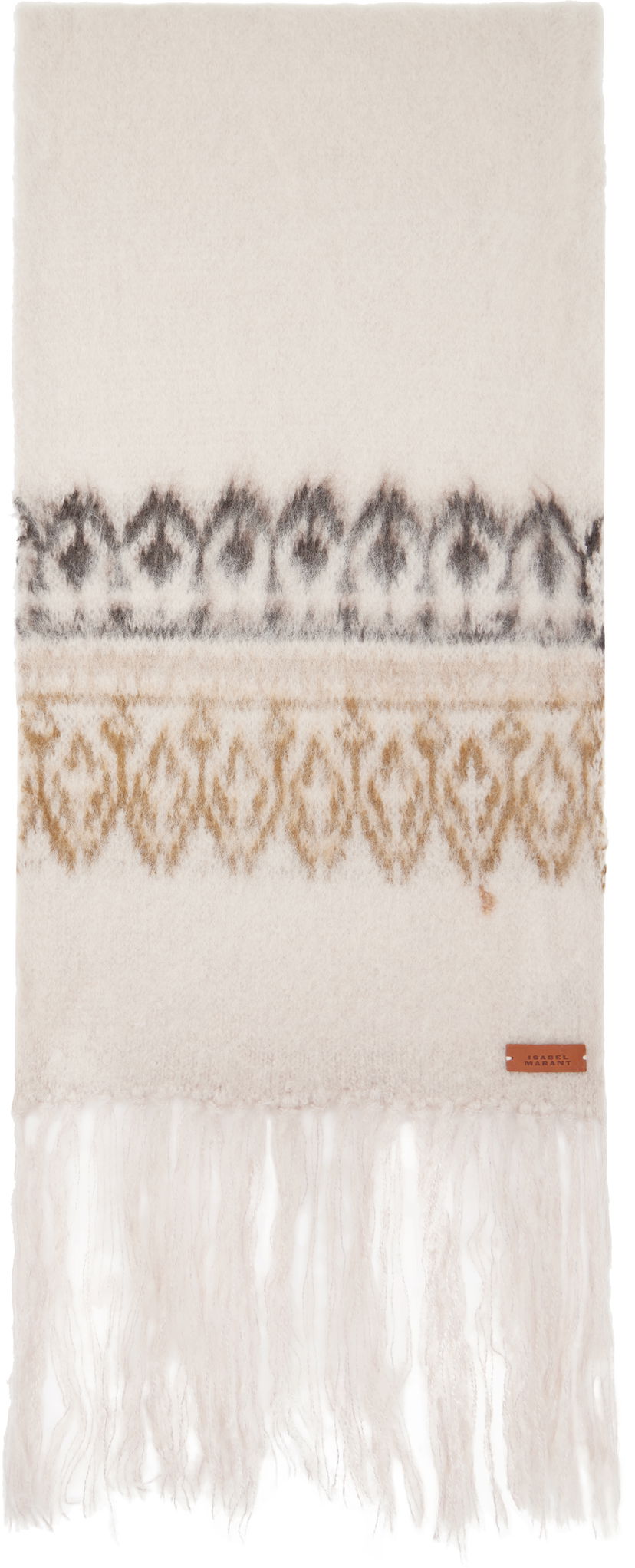 Halsduk ISABEL MARANT Fringed Wool Scarf Beige | EC072MFA-B3L02A