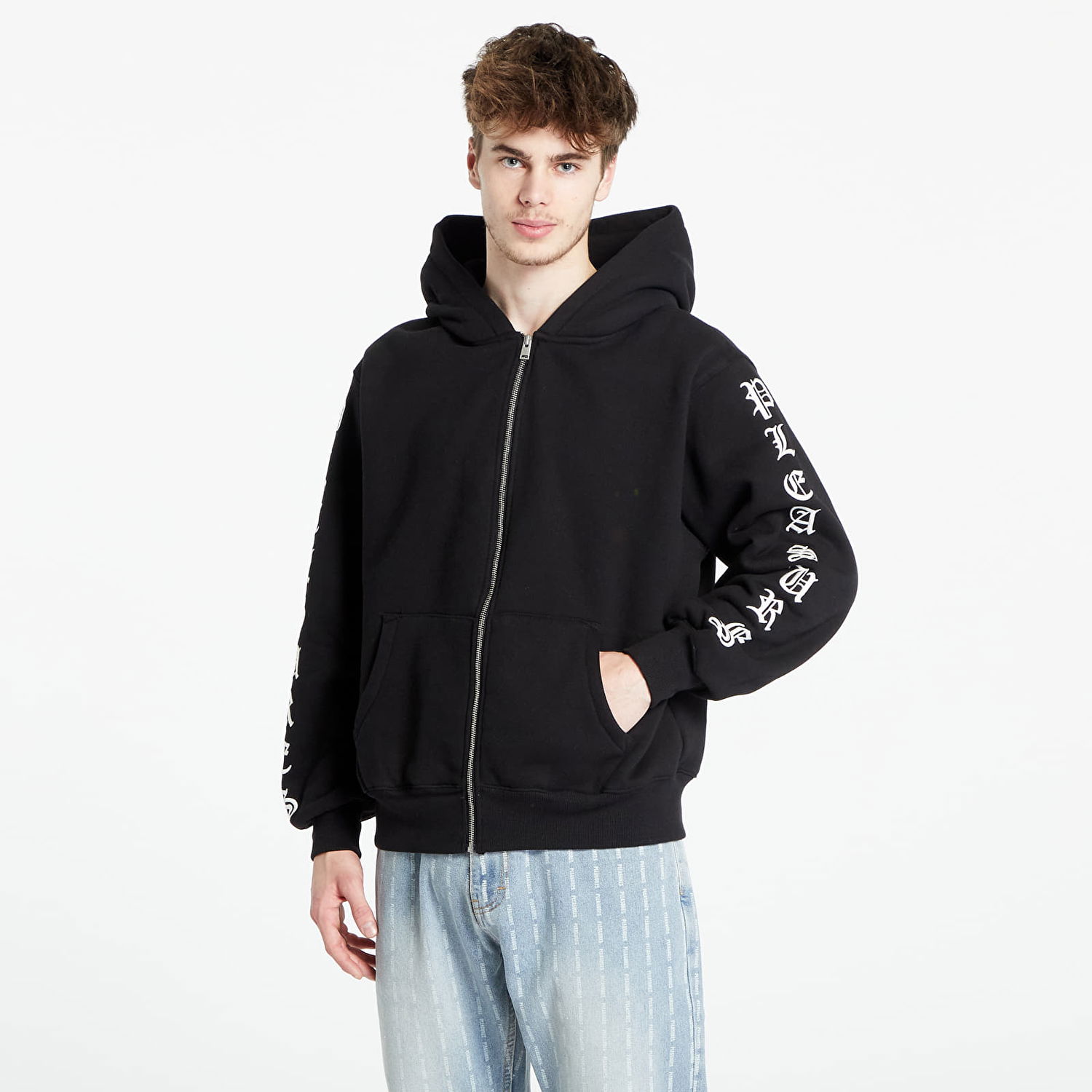 Sweatshirt Pleasures Oe Zip Up Hoodie Svart | P23W038 BLACK, 0