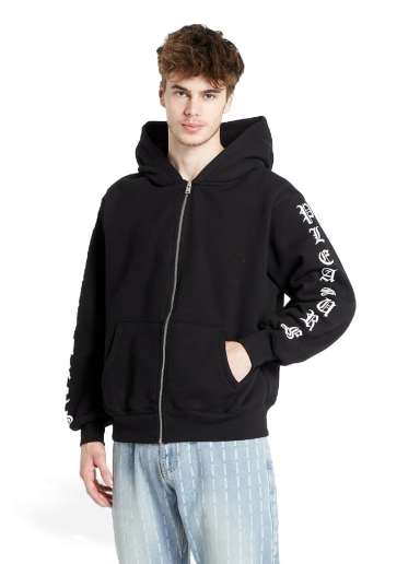 Sweatshirt Pleasures Oe Zip Up Hoodie Svart | P23W038 BLACK