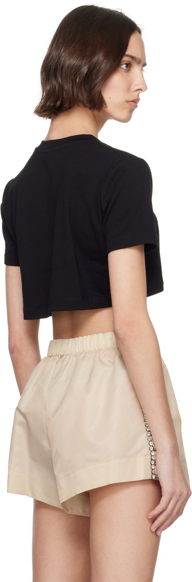 T-shirt Area AREA Crystal Rosette Cropped T-Shirt Svart | SS25AWTS0028FA02, 2