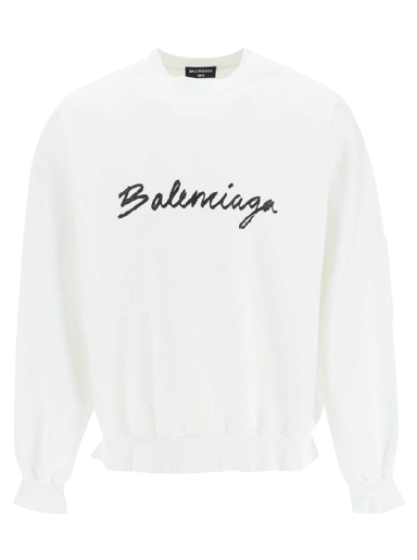 Sweatshirt Balenciaga Crewneck Vit | 697869 TMVB5 9040