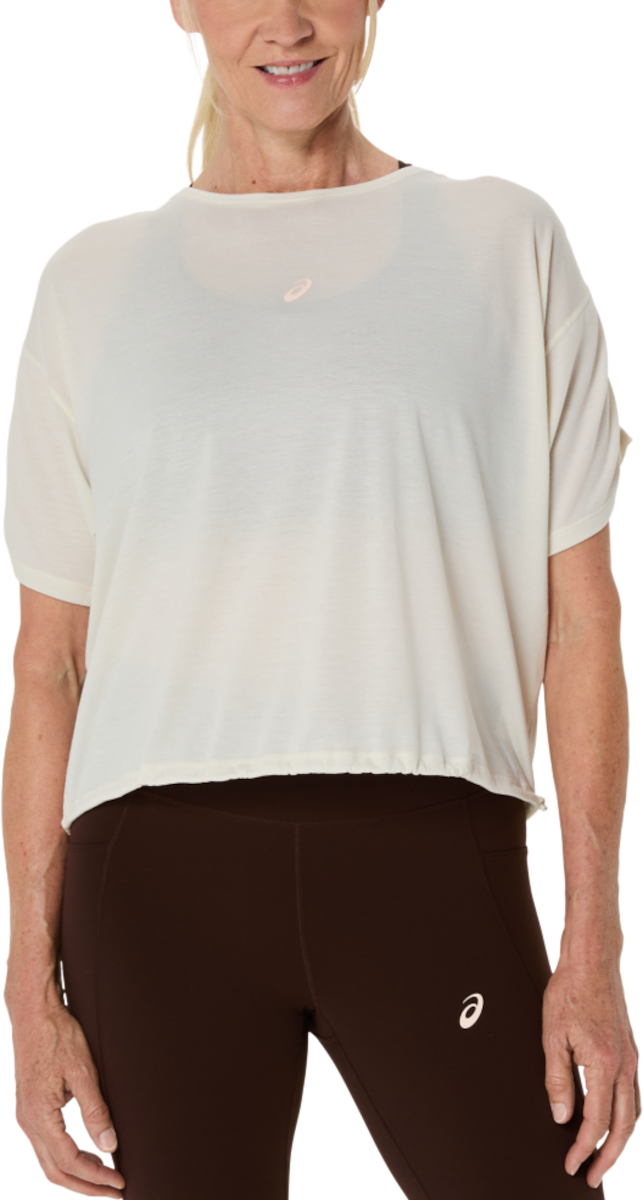 Crop top Asics Asics Nagino Run Adjustable Short Sleeve Top Vit | 2012d140-200