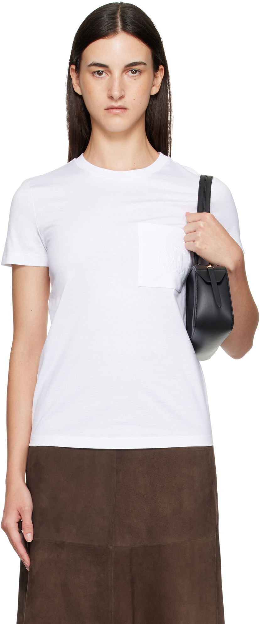 T-shirt Max Mara Max Mara Papaia Pocket T-Shirt Vit | 2511941032600