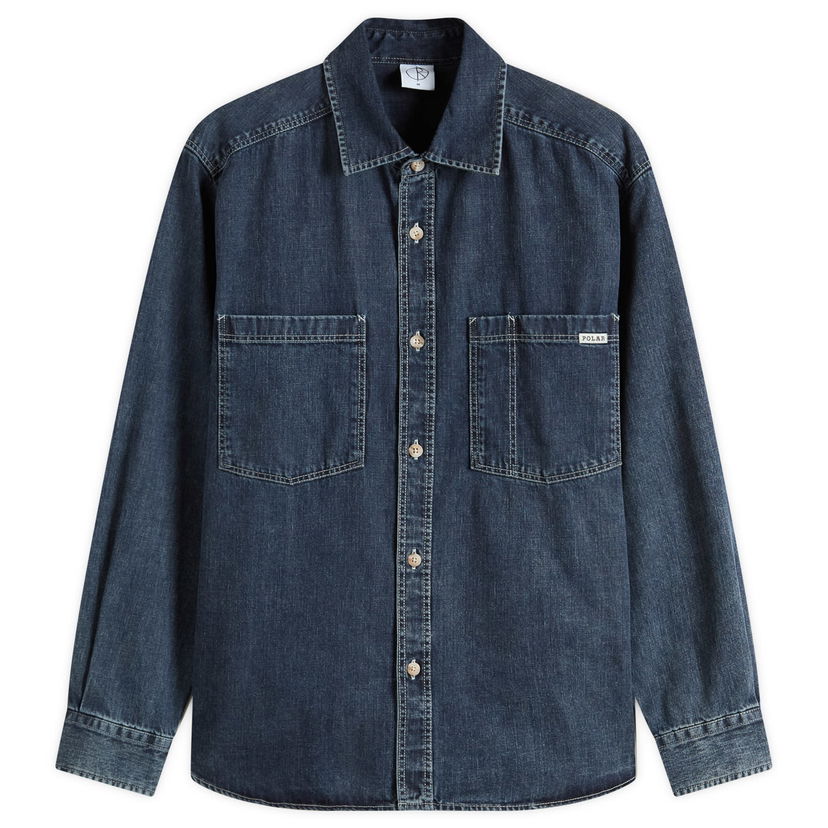 Skjorta Polar Skate Co. Polar Skate Co. Mike Denim Shirt, Size Large Blå | PSC-SU25-5-WBL