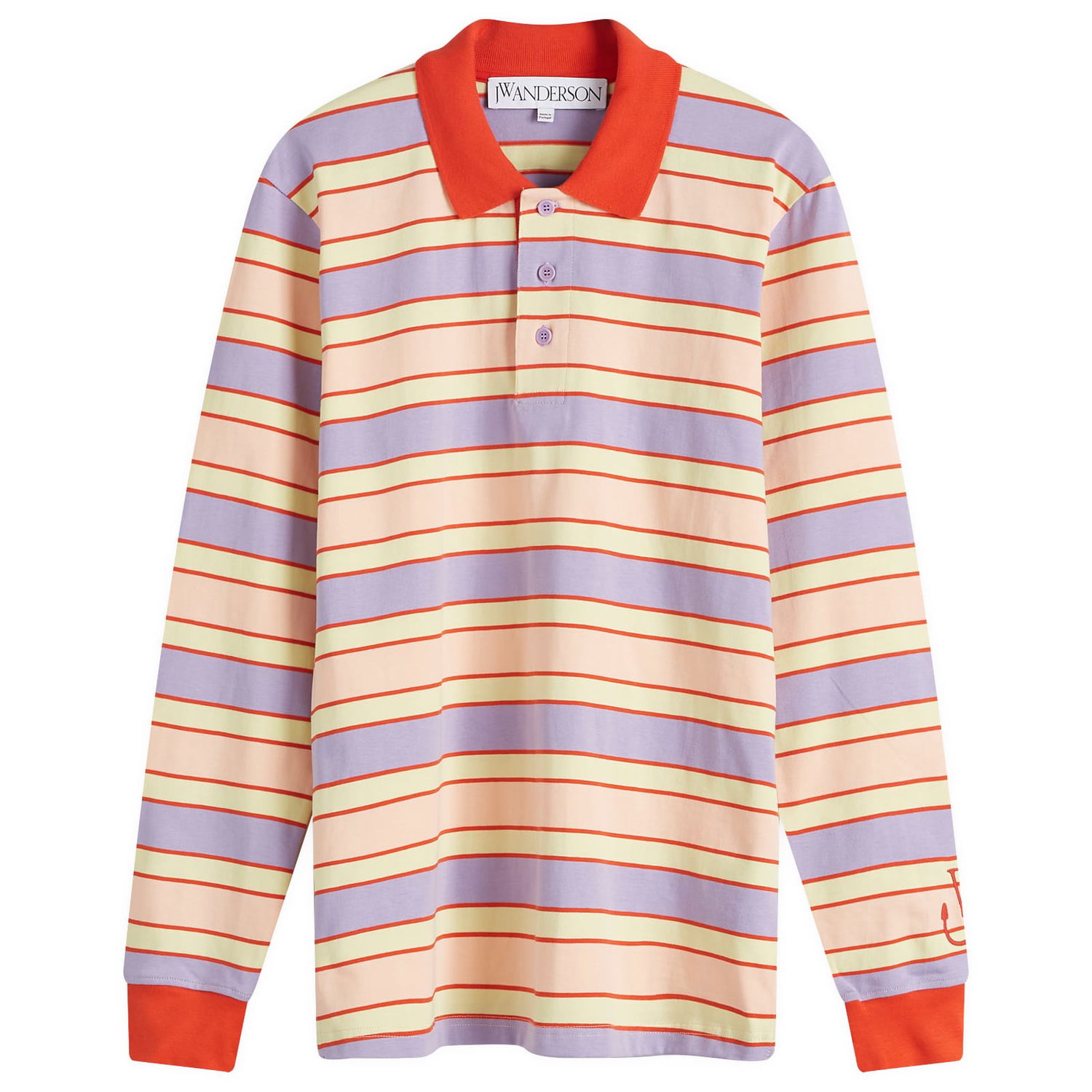 Polotröja JW Anderson Striped Long Sleeve Polo Top Purpur | JO0262-PG1724-398, 1