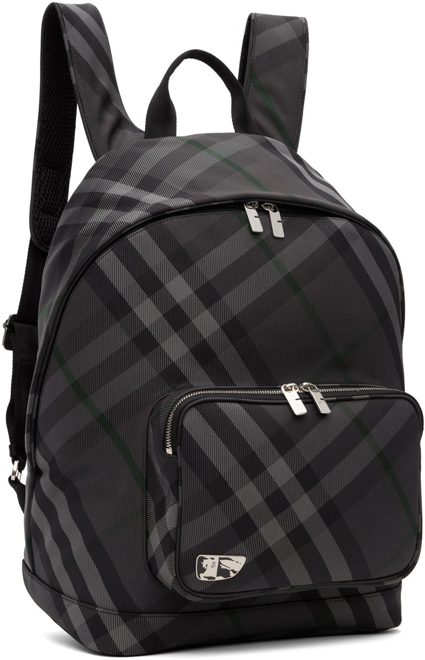 Ryggsäck Burberry Burberry Grid Print Backpack Svart | 8097347, 1