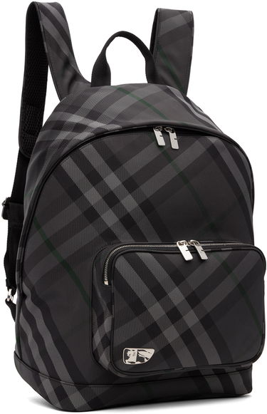 Ryggsäck Burberry Burberry Grid Print Backpack Svart | 8097347, 1