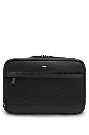 Resväska BOSS Monogram washbag with foil-embossed logo Svart | 50552626