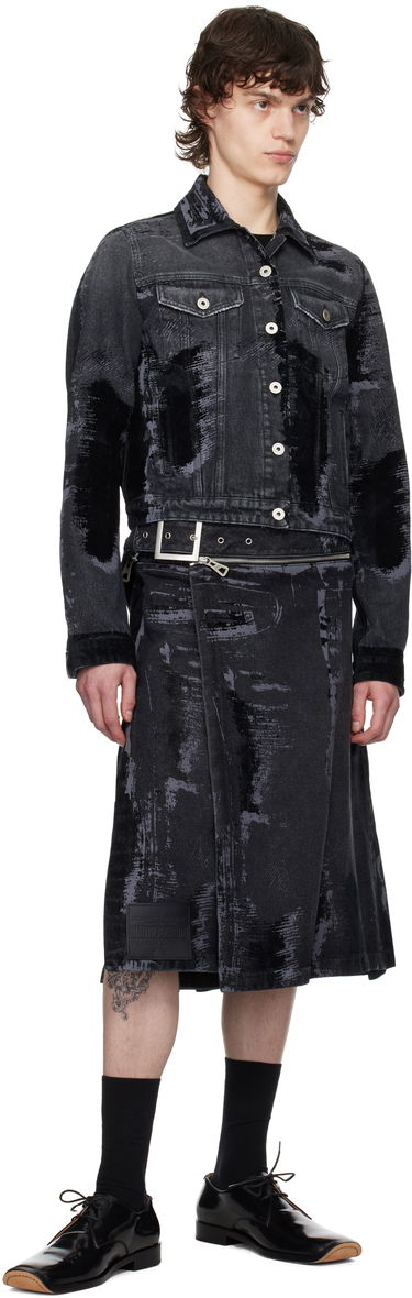 Kjol Jean Paul Gaultier Jean Paul Gaultier 'The Flocked' Denim Kilt Svart | 25/33-F-JU161-D016-06, 4