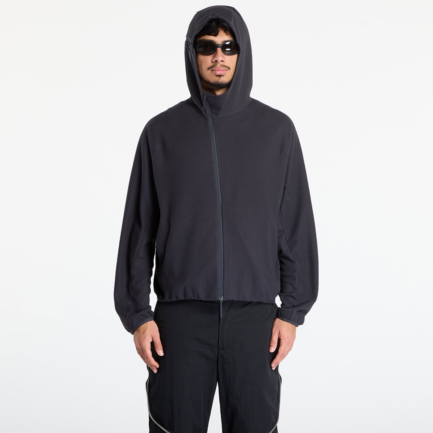 Sweatshirt Post Archive Faction (PAF) Textured Full-Zip Fleece Hoodie Svart | A1-100CC, 0