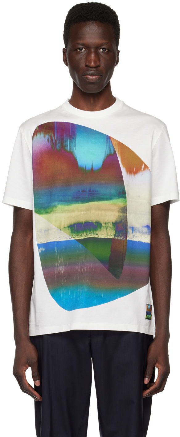 T-shirt Paul Smith Paul Smith Abstract Geometric T-Shirt Vit | M1R-919T-KP3663-01