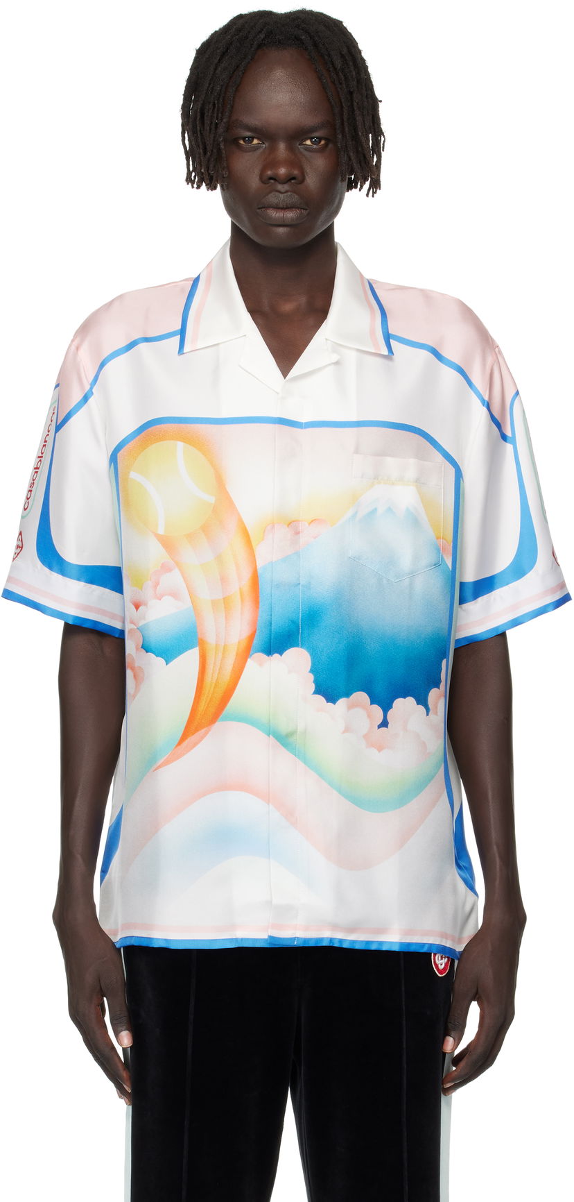 Skjorta Casablanca Casablanca Fuji Dream Silk Resort Shirt Vit | MPF25-SH-003-03