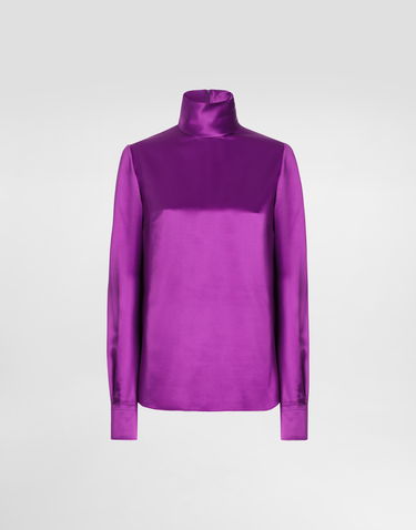 Skjorta Dolce & Gabbana Dolce & Gabbana Silk Satin Turtle-Neck Top Purpur | F7AN6TFU1AUR0718, 0